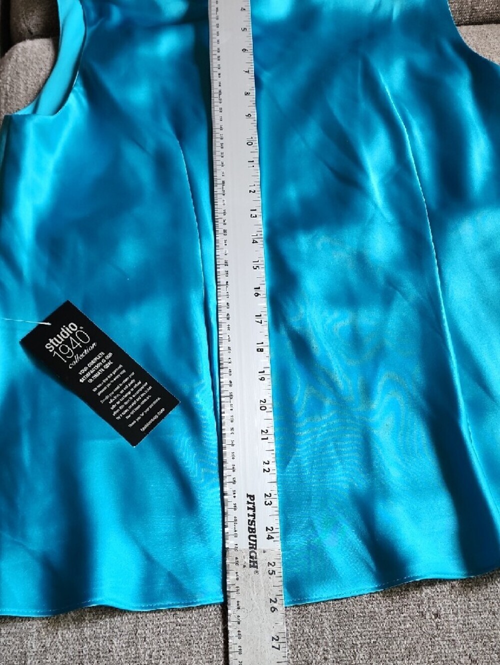 NWT Studio 1940 Turquoise Satin Rhinestone Buckle Y2K Party Top - Picture 7 of 7